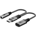 Adapter, USB-C till 3-pol 3.5 mm telejack + USB-C hona