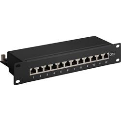 Patchpanel 12 portar, CAT6 STP, 10", svart