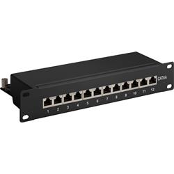 Patchpanel 10", 12 portar, CAT 6A STP, svart