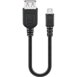 USB 2.0-kabel A hona till microB hane, adapterkabel 20 cm