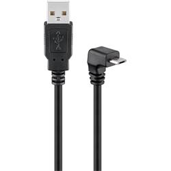 USB 2.0 kabel A hane - vinklad Micro B hane, 1.8 meter