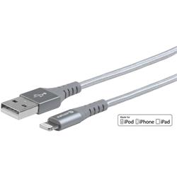 eSTUFF grå USB 2.0-kabel, USB A till Lightning, 2 meter