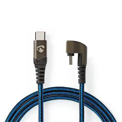 USB 2.0-kabel, C till 180° C, blå/svart, 2 meter