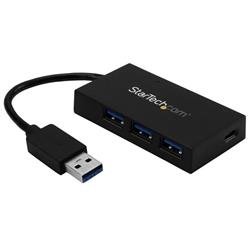 USB-hubb med 4 portar - USB 3.0 - USB-A till 3x USB-A och 1x USB-C - strömadapter medföljer