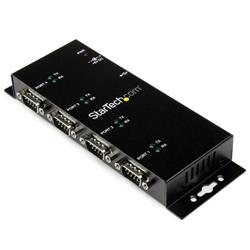 USB till DB9 RS232 seriell adapterhubb med 4 portar - Industriell DIN Rail och väggmonterbar