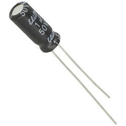 Elektrolytkondensator 1 µF, 50 Volt, stående, 5-pack