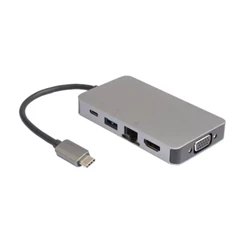 Dockningsstation, USB-C till USB 3.0, RJ45, HDMi, VGA