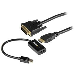 mDP till DVI-anslutningspaket - aktiv Mini DisplayPort till HDMI-konverterare med HDMI till DVI-kabel på 1,8 m