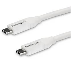 USB-C till USB-C-kabel med/ 5A PD - M/M - Vit - 4 m - USB 2.0 - USB-IF-certifierad