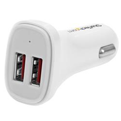 USB-billaddare med 2 portar - 24 W/4,8 A - Vit