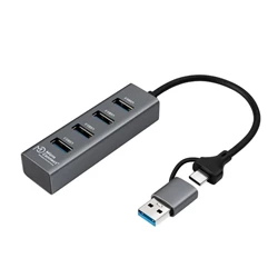 4-portars USB 3.0-hub med USB A/USB-C anslutning, 15 cm