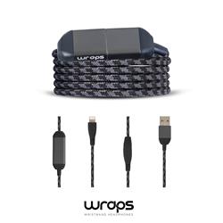WRAPS Ladd & synkkabel USB A till Lightning, Svart/Grå