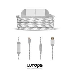 WRAPS Ladd & synkkabel USB A till Lightning, Vit/Grå