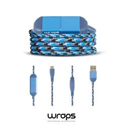 WRAPS Ladd & synkkabel USB A till USB C, blå