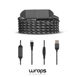 WRAPS Ladd & synkkabel USB A till microB, svart/grå